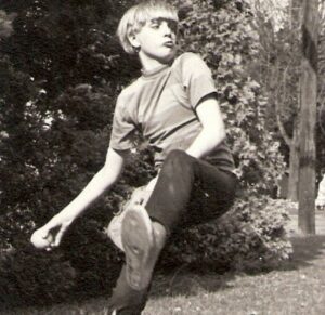 The author pitching at the age of twelve